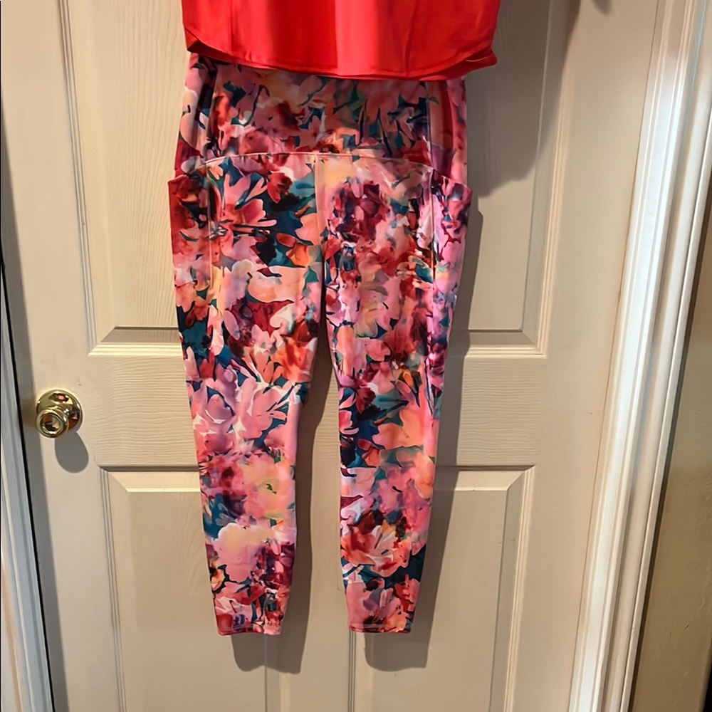 RBX Floral Leggings - Pink and Orange